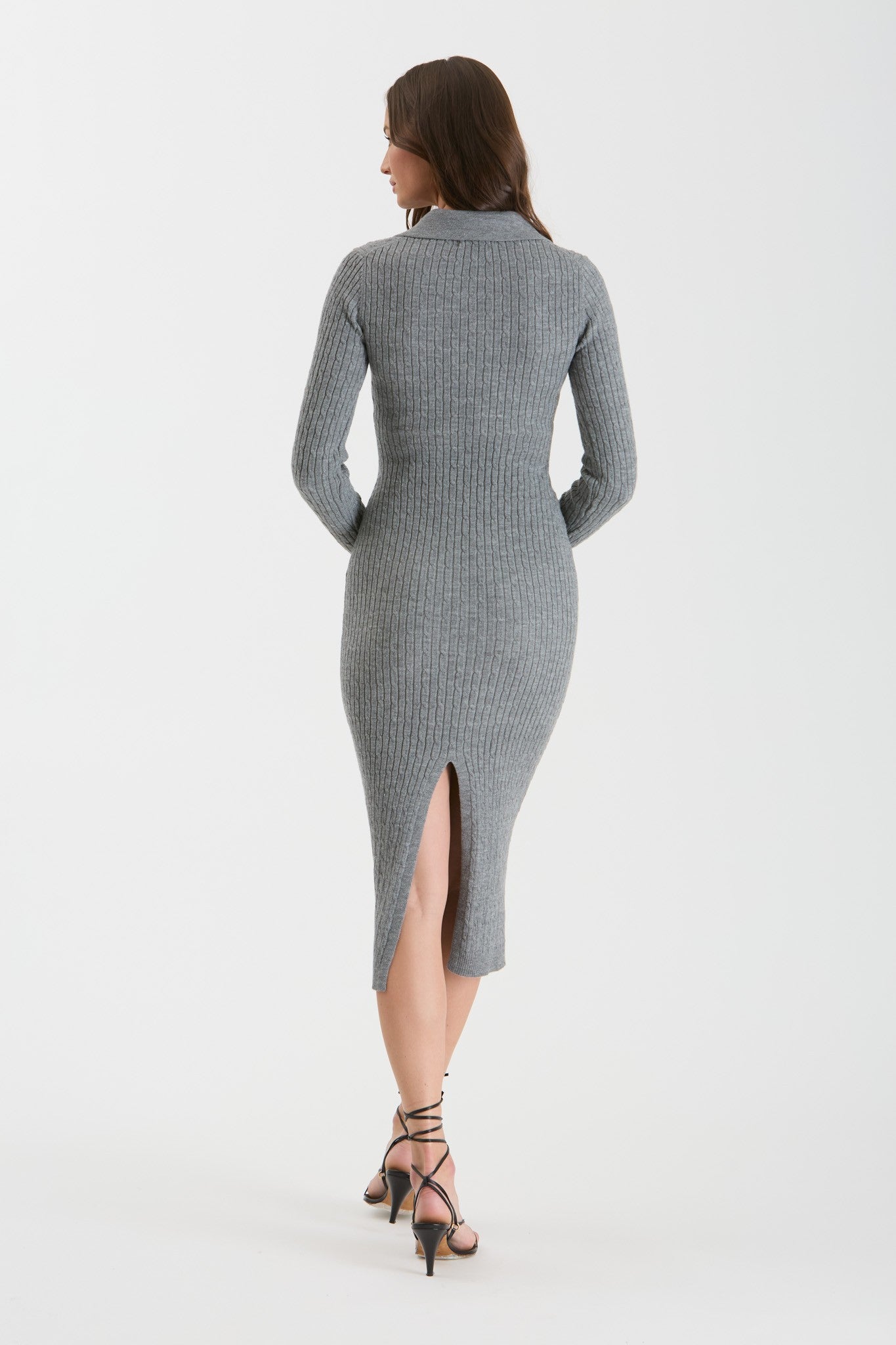 Grey Knit Midi Dress